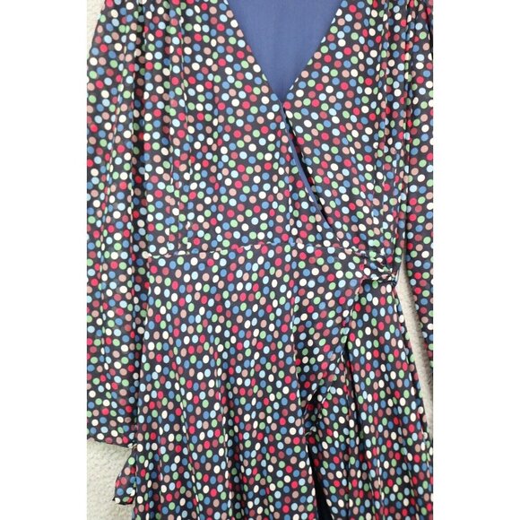 Betsy Johnson Polka Dot Long Sleeve Maxi Wrap Dress-Size 14-Fairy Grunge - Picture 8 of 14